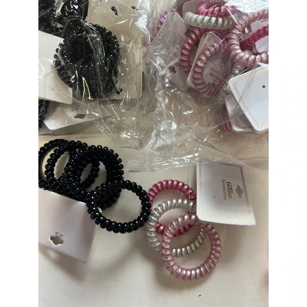 168 Hair Ties Spiral Phone Cord Coils Ponytail Holder Elastics Variety Colors